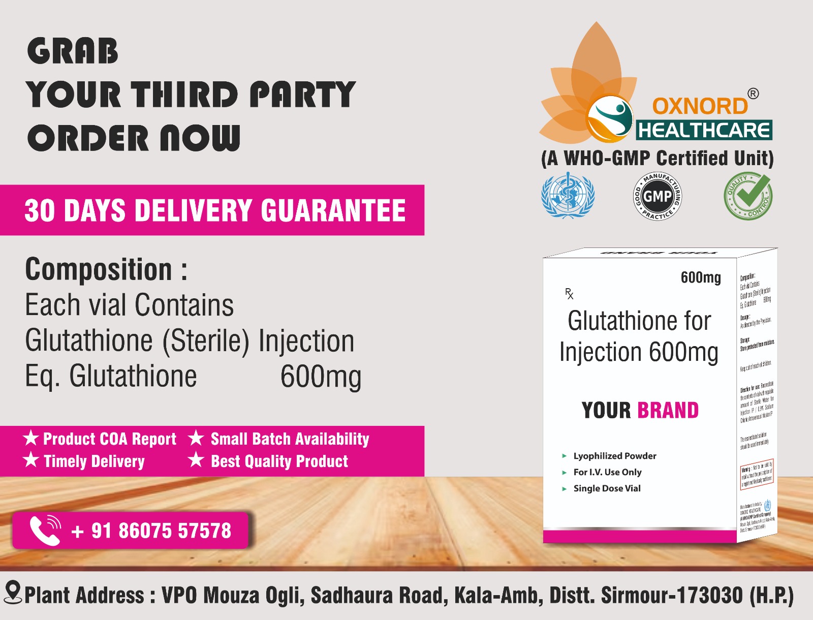 GLUTATHIONE FOR INJECTION 600MG